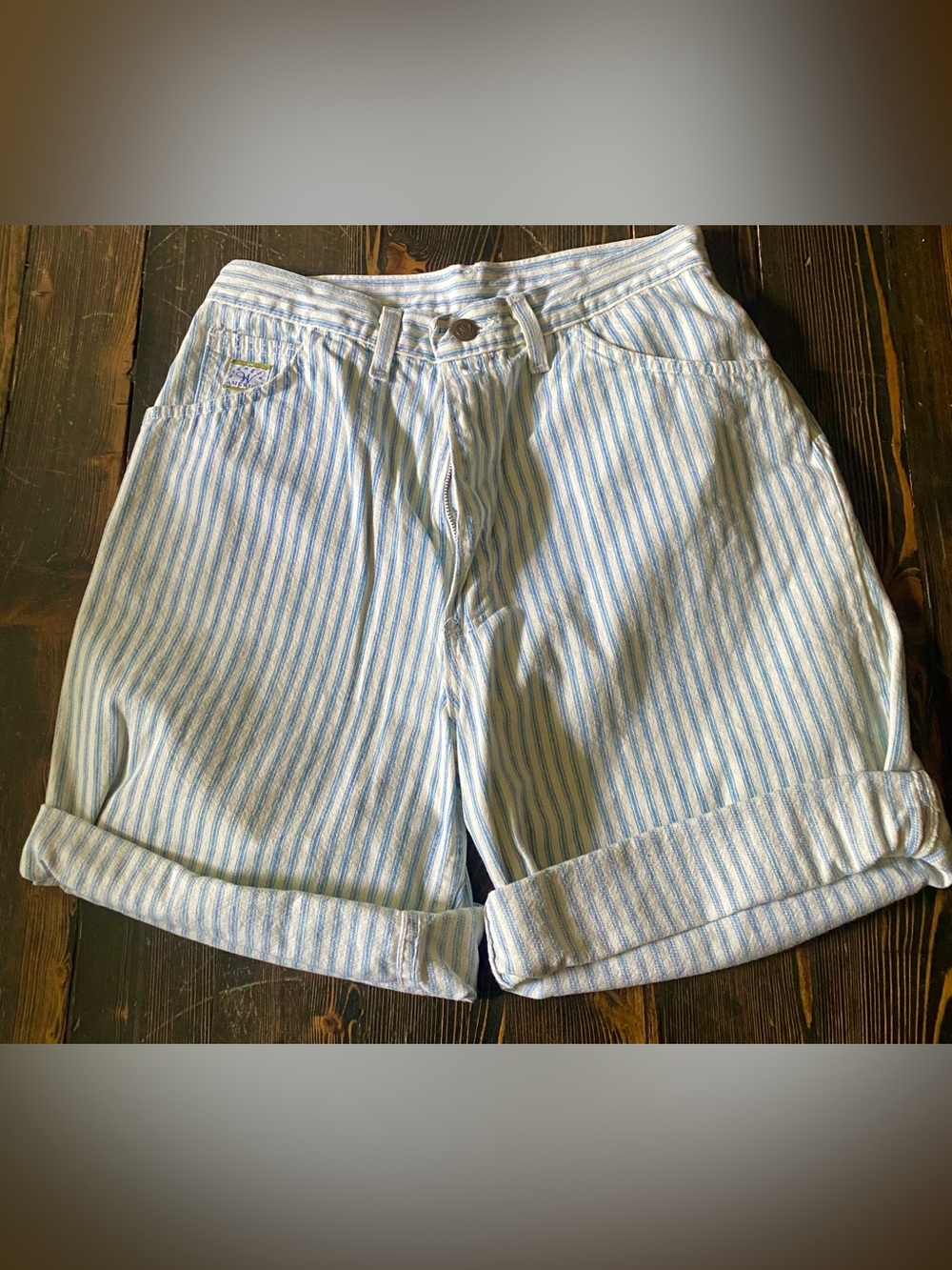 Wrangler America Vintage Striped blue and white High Waisted Shorts  ladies 12